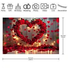 1 pezzo Sfondo fotografico per fotografia romantica di anniversario di matrimonio, con decorazione a banner di amore rosso, rosa, per confessione d'amore, San Valentino, festa della mamma, 82,7*59,1/59,1*39,4/39,4*29,5 pollici