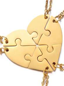 3pcs/4pcs/5pcs/6pcs/7pcs/Set Fashion Gold Plating Stainless Steel Customized Laser Name Letter Puzzled Heart Pendant Necklace For Friend For Family,Gold,Stylish,Colorful,Vintage,Hipster,Simple,Y2k,2000s Fashion,Custom,Personalized,Unique,Ideal Gifts For Him,Ideal Gifts For Her,Her,Boyfriend,Girlfriend,Dad,Mom,Family,Friends,For Anniversaries,For Birthdays,For Graduation,For Prom,For Party,Jewelry Women