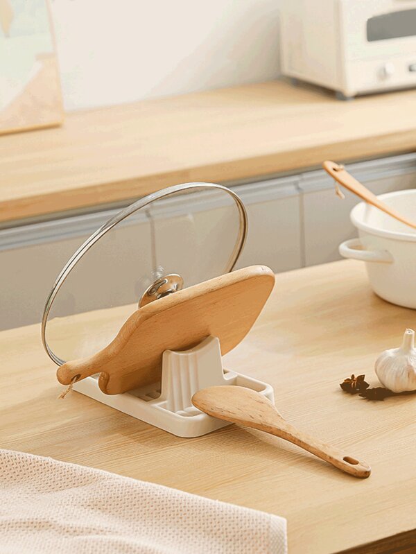 1pc Multi-Functional Countertop Storage Rack, For Lids, Cutting Boards, Plastic Spoon Holder, No-Drill