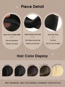 Yilite Extensiones de cabello humano sin costuras para clip, cabello natural negro 1B, extensiones de cabello humano Remy con clips, tejido invisible con piel PU, extensiones de cabello Remy natural, extensiones de cabello humano real con clips, 14-20 pulgadas