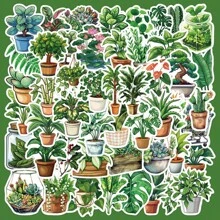 50pcs Green Plant Stickers For Diary, Scrapbooks, Phone Cases, Notebooks, Tumblers, Decorative Waterproof Sticker Packs