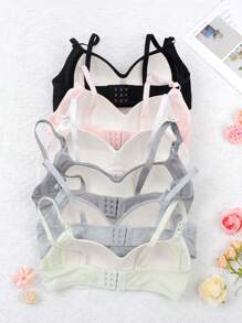 6 PIEZAS Ropa interior acanalada cómoda y sencilla para chica adolescente, sostenes apropiados para chicas de 13 a 16 años