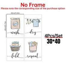 4 件彩色洗衣房帆布装饰、洗涤干燥折叠重复墙壁艺术、杂物间印刷品、画廊墙线海报 - 彩色 - 查看 13