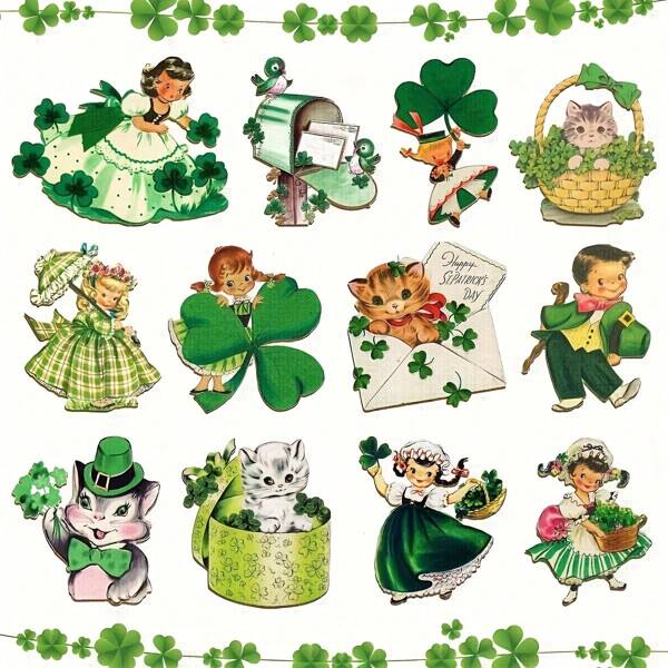24pcs Vintage St Patrick's Day Decor Hanging Ornaments Clover Wooden Decorations For Home Party Best Gifts Birthday