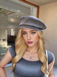 1 件 2025 春夏新品英伦风格个性化时尚字母金属装饰女士牛仔贝雷帽，百搭休闲复古艺术帽 - 彩色 - 查看 7