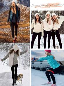 1pc Women Outdoor Sports Thick Plus Fleece Thick Leggings, High Waist Skinny Fit Stretchy Pants, Winter