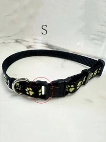 Haustierhalsband mit Pfoten-Muster, fluoreszierend, nachtleuchtend für Hunde und Katzen, Innen- und Außenbereich, universal