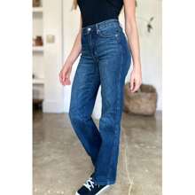 Full Size Tummy Control Straight Jeans - Dark - View 6