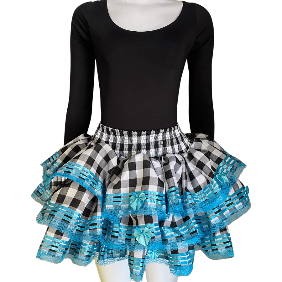 JUNINA SKIRT COUNTRY PARTY CHESS SQUARE SÃO JOÃO ADULT - Màu xanh lam - Xem 1