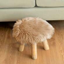 1入實色圓形家居裝飾地墊，小羊皮地墊，毛茸茸的小圓地毯適用於椅子，豪華圓形地毯適用於梳妝台和美甲桌，房間裝飾