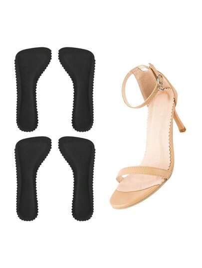 1 Pair Black Sandal Insoles, Self-Adhesive, Sweat-Absorbing, Odor-Resistant, Non-Slip, Thin & Soft, Suitable For Women's Sandals