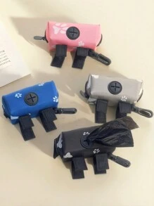 Porta sacchetti per deiezioni canine per guinzaglio, dispenser di sacchetti per rifiuti dei cani in tessuto morbido, porta sacchetti igienici per cuccioli, piccola borsa con cerniera per cani