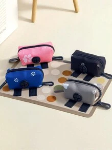 Porta sacchetti per deiezioni canine per guinzaglio, dispenser di sacchetti per rifiuti dei cani in tessuto morbido, porta sacchetti igienici per cuccioli, piccola borsa con cerniera per cani