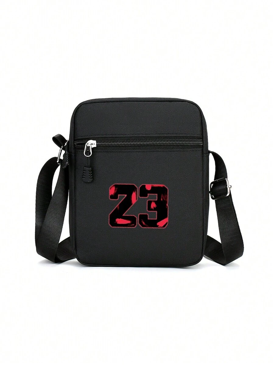 1pc Shoulder Bag Fashionable, Popular, Casual, 23 Digital Decorations For Winter Use Comfortable Touch, Zipper Closure Adjustable Shoulder Strap For School, Work, Shopping, Play, Birthday Gifts Suitable For Boys Christmas Vacation Men Bag Gifts For Men Black Bag Travel Essentials Holiday Essentials Bag For Men Camping Sling Bag For Men Bags Summer Back To School Bag Pack Cross Body Bag - Black - View 1