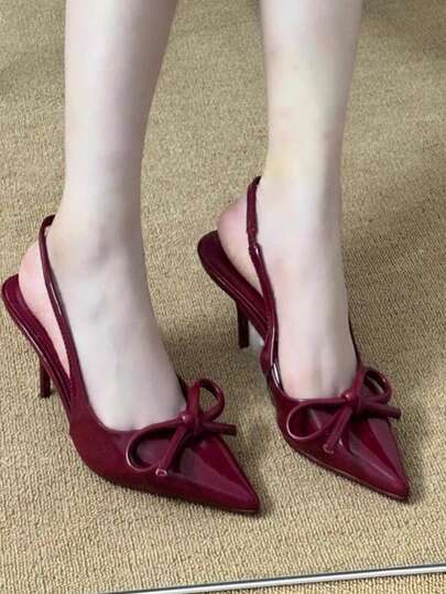 2025 Spring New Commuter Modern Thin-Heeled Bowknot French-Style Pointed-Toe Women's Sandals