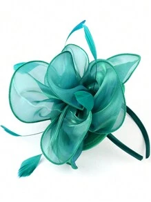 1pc Fascinators Hat Tea Party Headwear Ribbons Feathers On A Headband And A Clip For Girls And Women Halloween