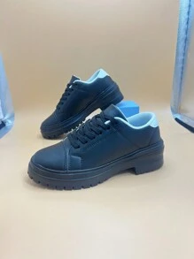 Chaussures de sport casual noires en PU imperméables et antidérapantes pour femmes. Polyvalentes pour la course, les voyages, avec un amorti des chocs et confortables pour les activités en plein air