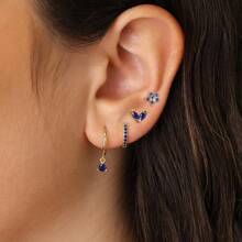 4 Stücke Ohrstecker Set mit Kubikzirkonia Sternblättern für Frauen, 18 Karat vergoldeter Edelstahl und Kupfer Ohrreifen Knorpel Schmuck