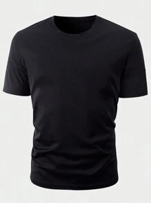 5pcs/Set Men's Casual Solid Color All-Match Slim Fit Short Sleeve T-Shirts, Summer - Multicolor - View 8