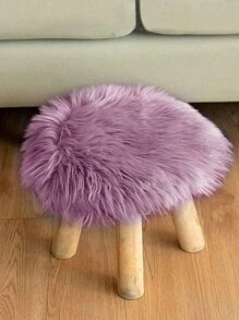1pc Solid Fuzzy Round Rug ,Room Decor