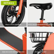 WIND HORSE Electric Scooter With Seat For Adults, 12.5" Electric Scooter Adults 15.5 MPH 20 Miles Range 680W Peak Motor, Dual Disc Brake, Wider Deck, Adjustable Seat, E Scooter With Basket For Commuter Red