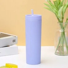 16oz Bình nước Với Nắp Và Rơm rạ , Hai Lớp Máy hút bụi Cốc cách nhiệt , Có thể mang đi Mờ Có thể tái sử dụng Nhựa Cốc , Thích hợp Đối với Cắm Trại Ngoài Trời Du lịch , Quà tặng ngày lễ - màu đen - Xem 21