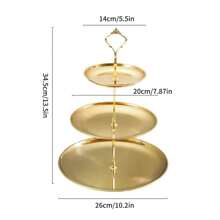 1 pièce Présentoir à dessert de style français en acier inoxydable de luxe, plateau à gâteau, pâtisserie, fruit or/argent, décoration de table à manger, accessoire de bar à café, décoration de cuisine, ustensile de cuisine, électroménager de cuisine, réfrigérateur, mini-réfrigérateur - Multicolore - Voir 2