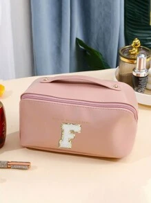 1 túi đựng đồ trang điểm PU dung tích lớn, túi đựng mỹ phẩm, túi đựng đồ vệ sinh cá nhân du lịch di động đựng cọ trang điểm, phấn mắt, son môi, chăm sóc da, bàn chải đánh răng, xà phòng, lược chải tóc, đồ trang sức, đồ điện tử nhỏ - Hồng - Xem 16