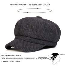 1pc Men's Herringbone Octagonal Hat, Plaid Beret Hat, Street Style, Versatile, Suitable For Autumn/Winter Outdoor, Business And Party, Warm