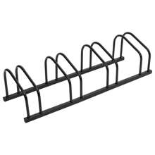 Support vélo en acier noir robuste pour quatre vélos, rangement extérieur économe en espace