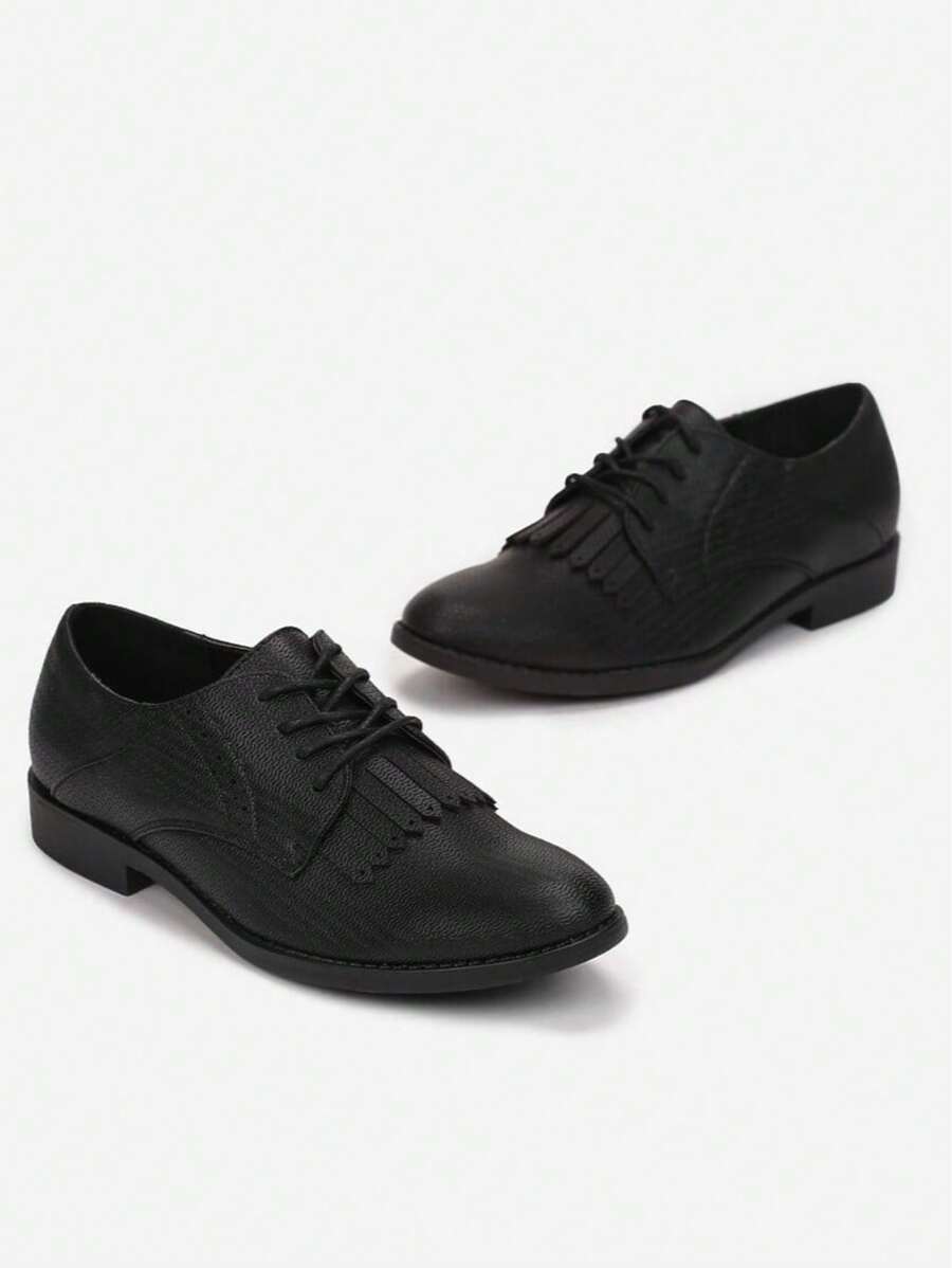 Vintage Style Casual Simple Loafer Flat Shoes - Black - View 1