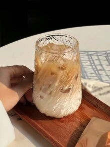 1pc大容量玻璃咖啡杯高端拿铁艺术杯创意加厚冷饮水杯返校 - 無色 - 查看 8