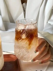 1pc大容量玻璃咖啡杯高端拿铁艺术杯创意加厚冷饮水杯返校 - 無色 - 查看 5