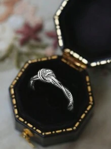 Stylever 1 pezzo Anello singolo con nodo e torsione, gioielli da donna, in argento sterling S925, anello vintage, gioielleria fine, regalo per ragazze, decorazione estiva quotidiana
