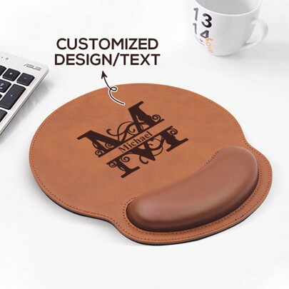 Custom Leather Mouse Pad With Wrist Rest - Perfect Gift For Dad Or Boss - Ideal For Him & Her - Personalized Mouse Pad - Great Teacher Gift And Office Supplies - Available In Black, Brown, And Gray - A Stylish And Functional Addition To Any Workspace - Thoughtful Gift For Birthdays, Holidays, Or Special Occasions! Back To School