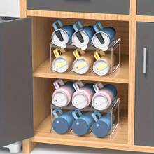 12/9/6 botellas Estantería organizadora grande para tumblers de 40 onzas con asa, soporte de plástico para botellas de agua, portatazas para refrigerador y mesa, organizadores y almacenamiento de accesorios para botellas de agua, estantería apilable para botellas de agua, regalos - 2do piso - Ver 5