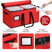 Christmas Ornament Storage Box And Ornament Storage Bag, 3 Tray Ornament Organizer Box Keep 128 Holiday Ornaments,18 X 15 X 10 Inch Christmas Storage Containers With Handles Zipper