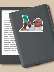 1 pieza Pegatina humorística con meme del Papa de ACOMAF | Pegatina satírica graciosa de SJM, adecuada para portátil, Kindle, botella de agua | Regalo para amantes de los libros, calcomanía de vinilo humorística