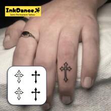 1 Kit "Tiny Cross" Tattoo Revolutionary Technology Tattoos, Semi-Permanent Tattoos, Temporary Tattoos, Long Lasting, Fake Tattoos, Water-Resistant, Authentic Tattoo Look, Plant-Based, Present MNF149
