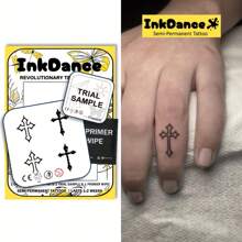 1 Kit "Tiny Cross" Tattoo Revolutionary Technology Tattoos, Semi-Permanent Tattoos, Temporary Tattoos, Long Lasting, Fake Tattoos, Water-Resistant, Authentic Tattoo Look, Plant-Based, Present MNF149