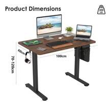 100 CM Electric Height Adjustable Home Office Standing Desk - Rust Brown - View 2