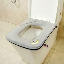 Four Seasons Universal Coral Velvet Toilet Seat Cushion Household Toilet Cover Rectangular Toilet Ring Cover With Zipper