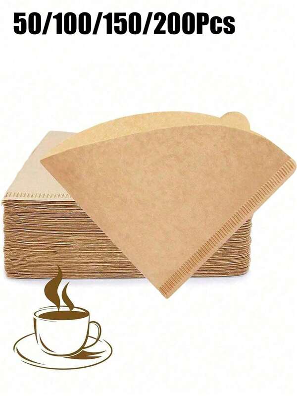 50/100/200Pcs Coffee Filters, Cone Shaped Paper Filters Easy To Use Upgraded Design Size V02, Natural Paper Coffee Filter, Coffee Filter 2 Cone Paper, V-Shaped Hand Brewed Coffee Filter Paper Filter Cup Uses Filter Paper Hand Brewed Coffee Filter Paper Back To School