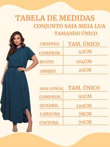 Women's Tailored Set Cropped Top And Long Round Half Moon Skirt Social Slit Evangelical Fashion - 牛津藍 - 查看 6