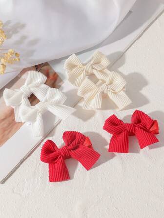 6 件装玉米粒面料蝴蝶结全包婴儿发夹儿童头饰爱心情人节