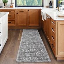 Washable Printed Rug Vintage Floral Rug Washable Indoor Rug Anti-Stain Non-Slip Non-Shedding Living Room Rug Suitable For Bedroom Office Dining Room - Grey - View 4