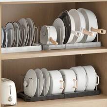 1 pièce Étagère de rangement de cuisine réglable, convient pour les couvercles de casserole, les ustensiles, les ustensiles de cuisine, peut être placée sur le comptoir ou dans un tiroir, rack de rangement multifonctionnel et économe en espace