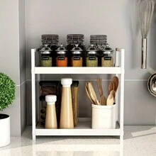 1/2pcs 2-Tier Iron Desktop Spice Rack, Portable Polished Kitchen Storage Shelf With Layers, Suitable For Home Organization - Perfect For Kitchen, Bathroom, Bedroom Accessories - Multicolor - View 4