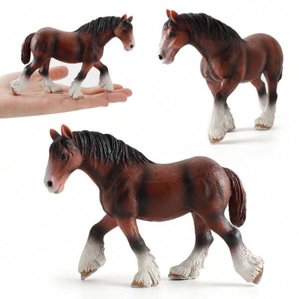 Modelo realista de animales salvajes Clydesdales, Lusitanos, Ponis - Juguetes coleccionables de modelos de animales
