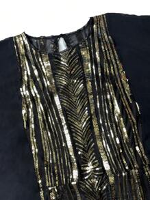 YISIKADO 2 piezas Vestido de noche de estilo de Oriente Medio con lentejuelas y gasa para mujeres, vestido de invitada de boda, vestido de fiesta, vestido formal, vestido de gala - Multicolor - Ver 8